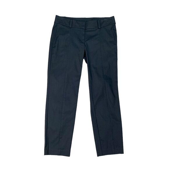 Ann Taylor Carnegie Crop Pants Womens 2 Navy Low Rise Flat Front Straight Chino - Picture 1 of 13